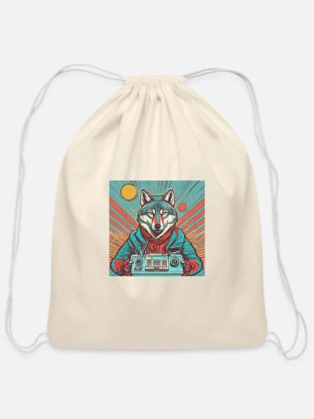 Retro Vibe '80s-'90s Revival 3 - Cotton Drawstring Bag - natural