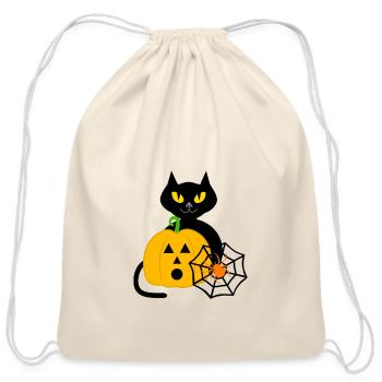Halloweeen Jack O Lantern - Cotton Drawstring Bag - natural - Front