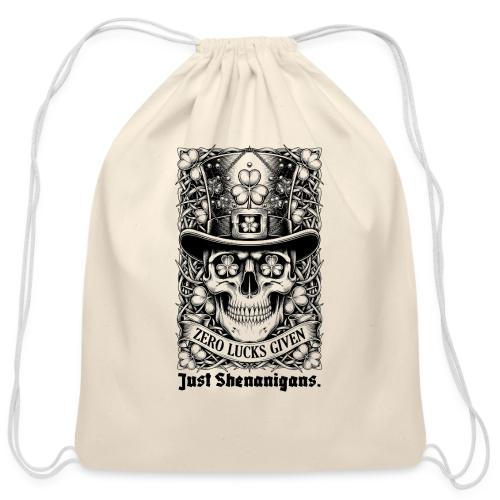 Salty Shamrock Skull T-Shirt - Cotton Drawstring Bag