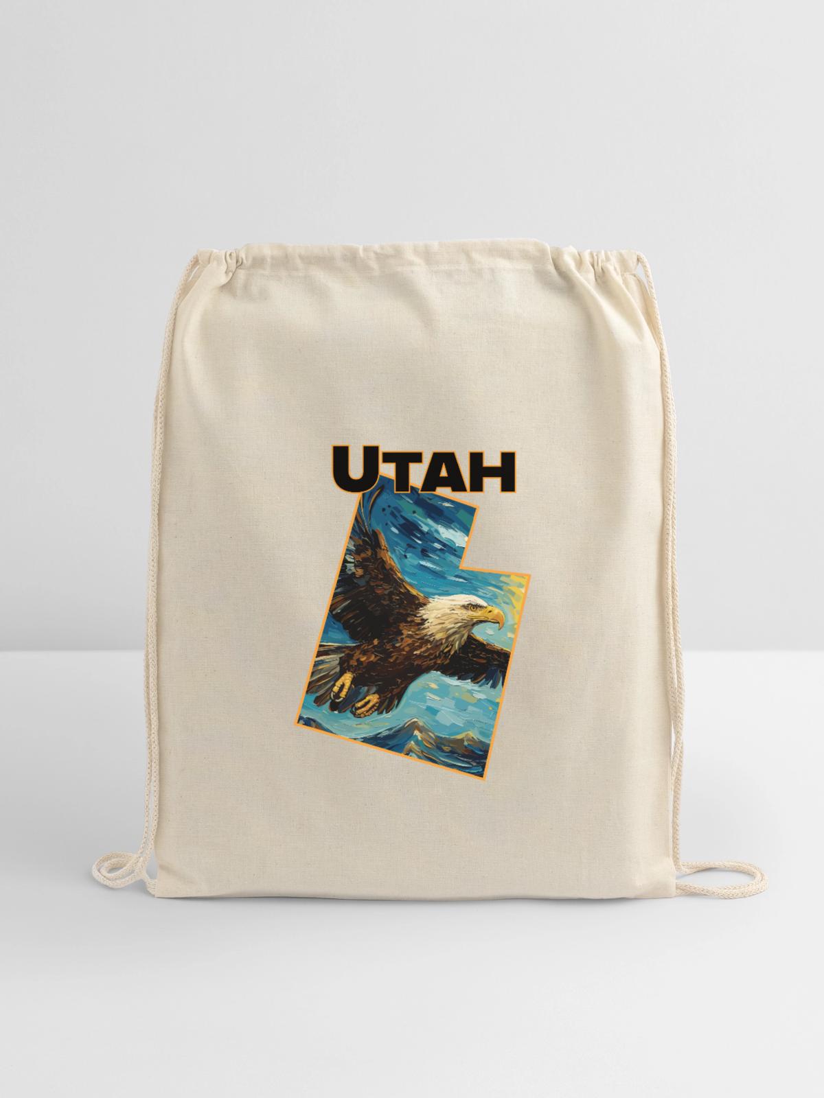 Utah Wildlife - eagle - Cotton Drawstring Bag - natural - Front
