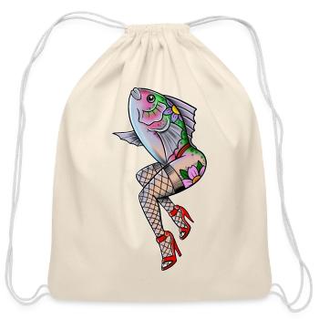 Tattoo Flash Mermaid - Cotton Drawstring Bag - natural - Front