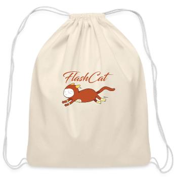 Flash Cat - Cotton Drawstring Bag - natural - Front
