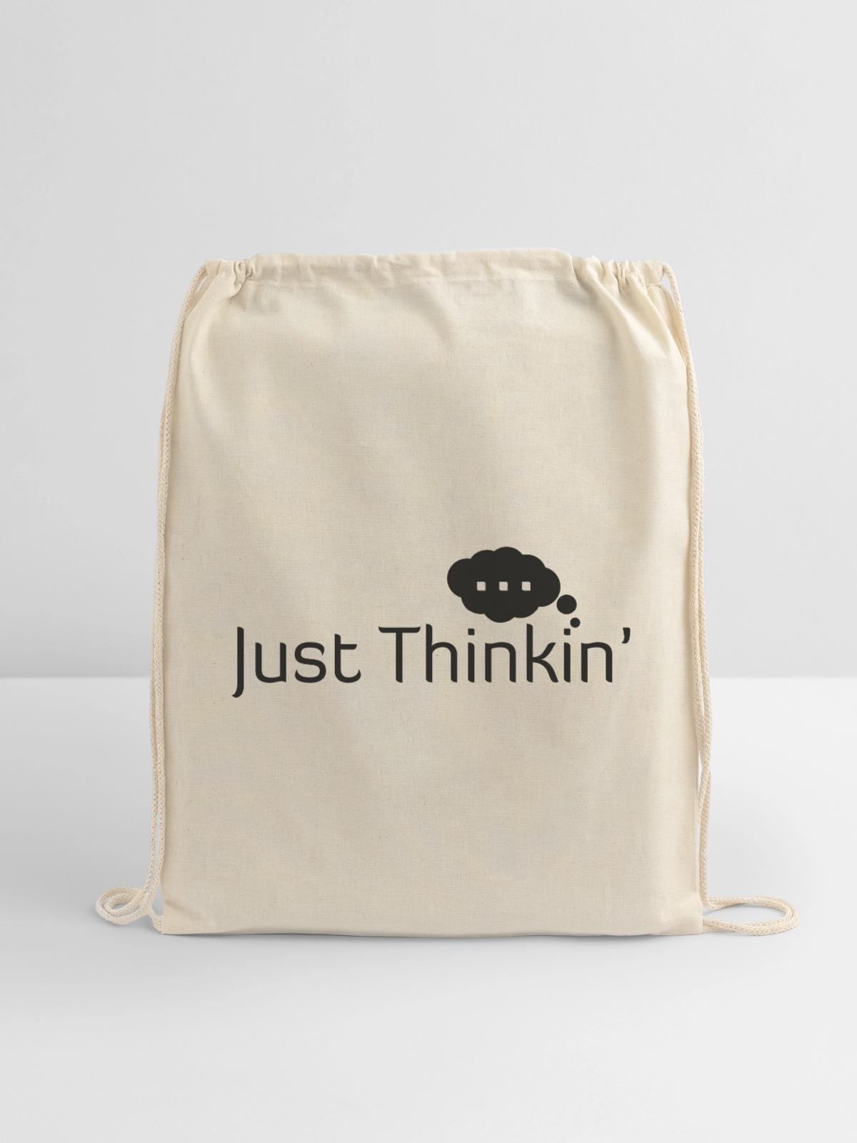 Just Thinkin' - Cotton Drawstring Bag - natural - Front