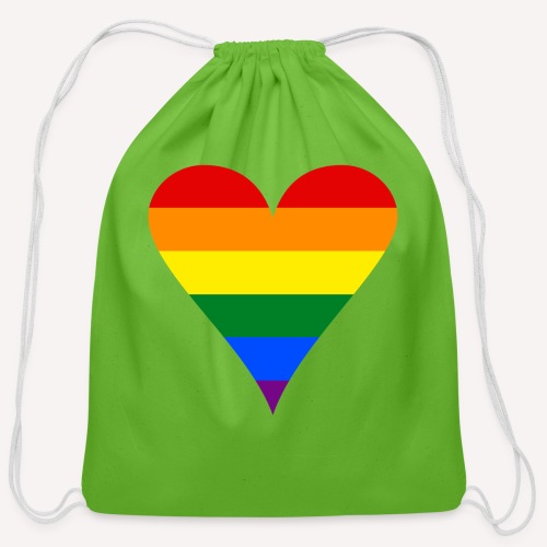 Gay Pride Rainbow Heart Funky - Cotton Drawstring Bag