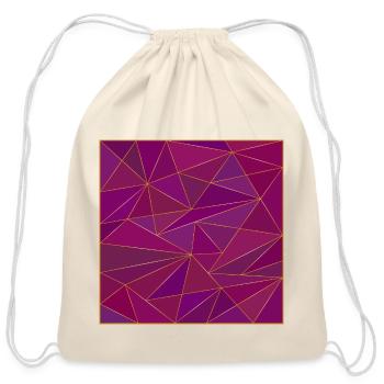 Purple golden and bronze low poly background - Cotton Drawstring Bag - natural - Front