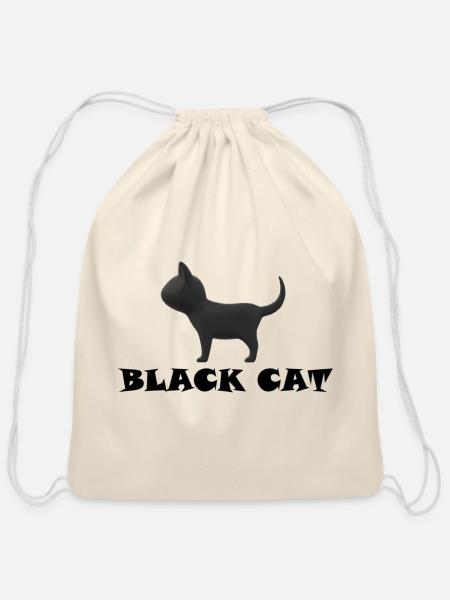 BLACK CAT - Cotton Drawstring Bag - natural