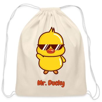 Mr. Ducky  - Cotton Drawstring Bag - natural - Front