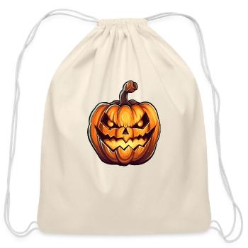 Jack-o'-Lantern - Cotton Drawstring Bag - natural - Front