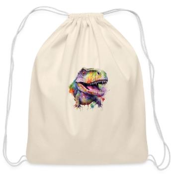 Dazzling 3D Dinosaur Design! - Cotton Drawstring Bag - natural - Front