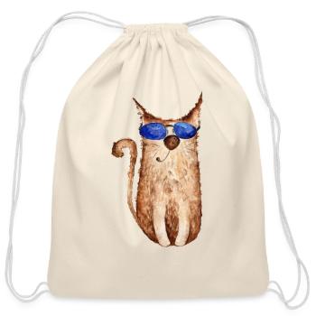 SCRUFFY CAT FUNNY CAT - Cotton Drawstring Bag - natural - Front
