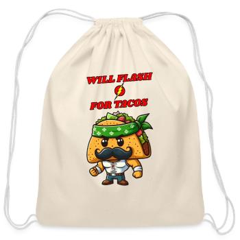 Will Flash For Tacos Taco - Cotton Drawstring Bag - natural - Front