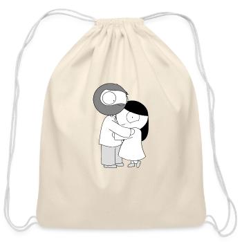 Hug Meh Happy - Cotton Drawstring Bag - natural - Front
