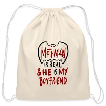 Mothman Is Real He Is My Boyfriend - Cotton Drawstring Bag - natural - Front