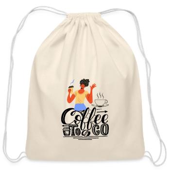 Coffee to go - Cotton Drawstring Bag - natural - Front