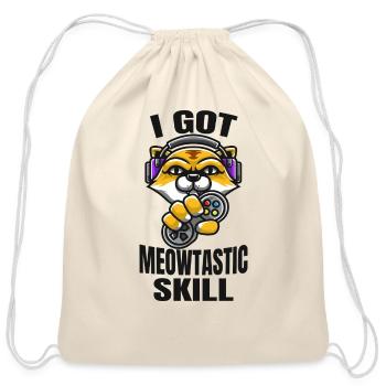Gamer Cat Skills - Cotton Drawstring Bag - natural - Front