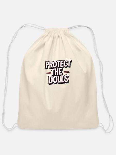 Protect the dolls - Cotton Drawstring Bag - natural