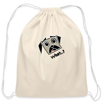 Surprised pug - Cotton Drawstring Bag - natural - Front