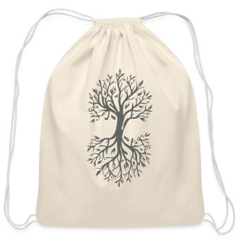 Mirrored Tree - Tree of Life Design - Cotton Drawstring Bag - natural - Front