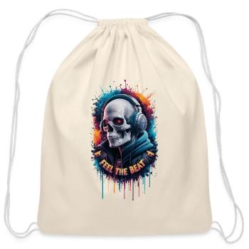 Skull Beats Neon Splash - Cotton Drawstring Bag - natural - Front