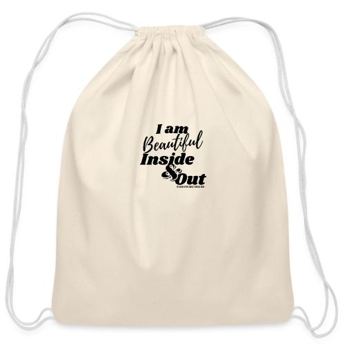 I am Beautiful - Inside and Out | Black Type - Cotton Drawstring Bag