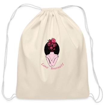 Love Yourself - Cotton Drawstring Bag - natural - Front