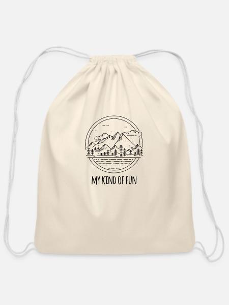 camping - Cotton Drawstring Bag - natural