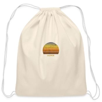 Retro Aspen Colorado Ski Skiing Outdoors Fan - Cotton Drawstring Bag - natural - Front