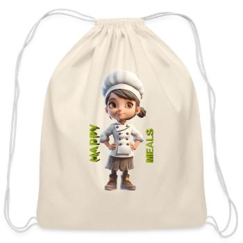 "Happy Meals: Cheerful Chef Sticker - Cotton Drawstring Bag - natural - Front
