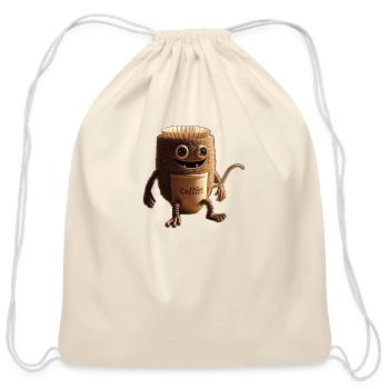 Coffee Monster - Cotton Drawstring Bag - natural - Front