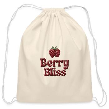 Berry Bliss Strawberry Script - Cotton Drawstring Bag - natural - Front