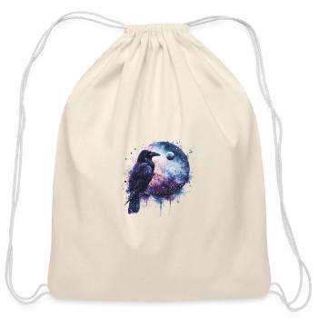 Celestial Raven Clipart Clipart, Crow Bird Witch - Cotton Drawstring Bag - natural - Front