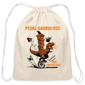 Pedal-Saurus Rex – Ride Prehistoric - Cotton Drawstring Bag - natural - Front