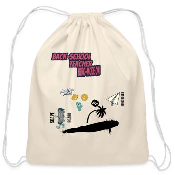 Back to School – Teacher Hero Mode ON - Cotton Drawstring Bag - natural - Front