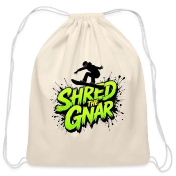 Shred The Gnar Neon Splash - Cotton Drawstring Bag - natural - Front