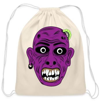 Purple Grotesque Mask - Cotton Drawstring Bag - natural - Front