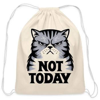 Grouchy Cat Not Today - Cotton Drawstring Bag - natural - Front