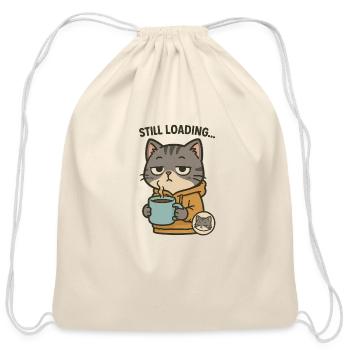 Still Loading Cat – Cute Sleepy Coffee Vibes - Cotton Drawstring Bag - natural - Front