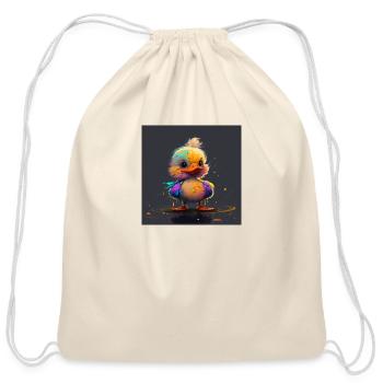Ducky is a cute funny and playful little duck - Cotton Drawstring Bag - natural - Front