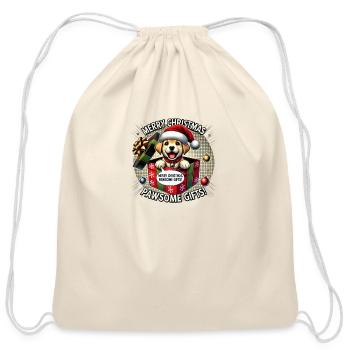 Puppy Christmas Surprise - Cotton Drawstring Bag - natural - Front