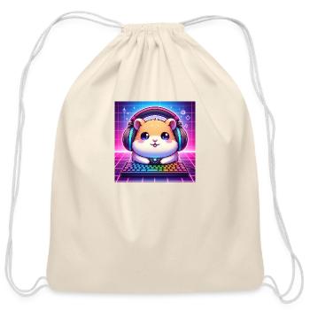Gamer Hamster – Kawaii Pro Gamer Vibes - Cotton Drawstring Bag - natural - Front
