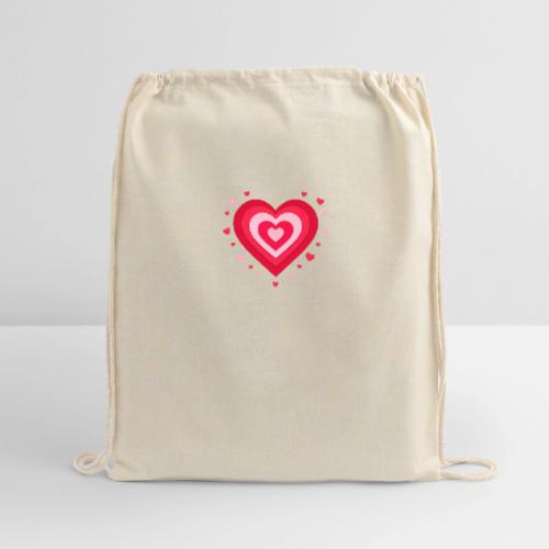 Layered Red & Pink Heart – Cute Valentine Love - Cotton Drawstring Bag