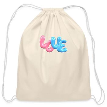 love 3d bubble gum design - Cotton Drawstring Bag - natural - Front