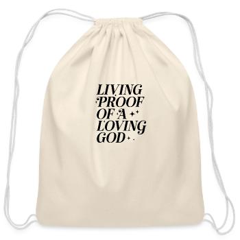 Living Proof of a Loving God - Cotton Drawstring Bag - natural - Front