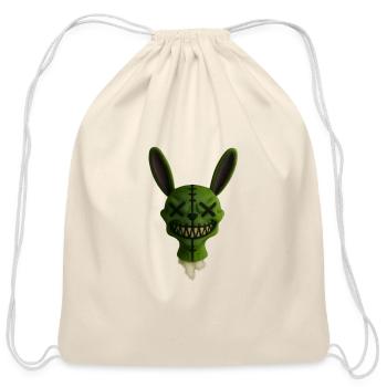 Stitched Grin Bunny Plush - Cotton Drawstring Bag - natural - Front