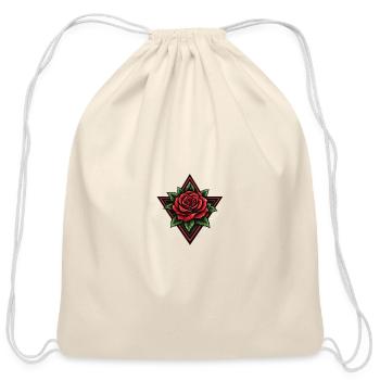 Gothic Red Rose Star Design - Cotton Drawstring Bag - natural - Front