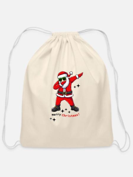Santa Dab - Cotton Drawstring Bag - natural