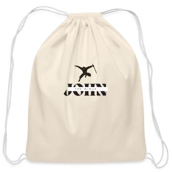 John the Ninja Logo - Cotton Drawstring Bag - natural - Front