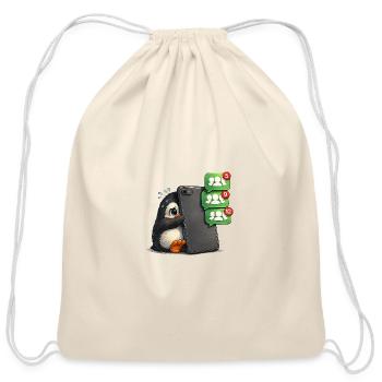 Penguin vs Notification Storm - Cotton Drawstring Bag - natural - Front