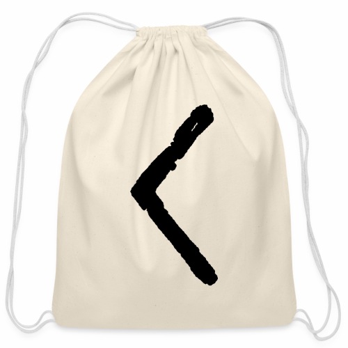 Elder Futhark Rune Kenaz - Letter C & K - Cotton Drawstring Bag