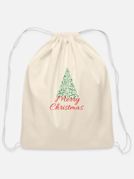 Xmas tree - Cotton Drawstring Bag - natural